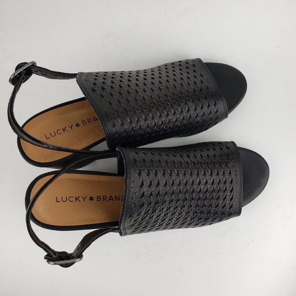 Lucky Brand Black Woven Leather Slingbacks 8 1/2 … - Picture 6 of 8